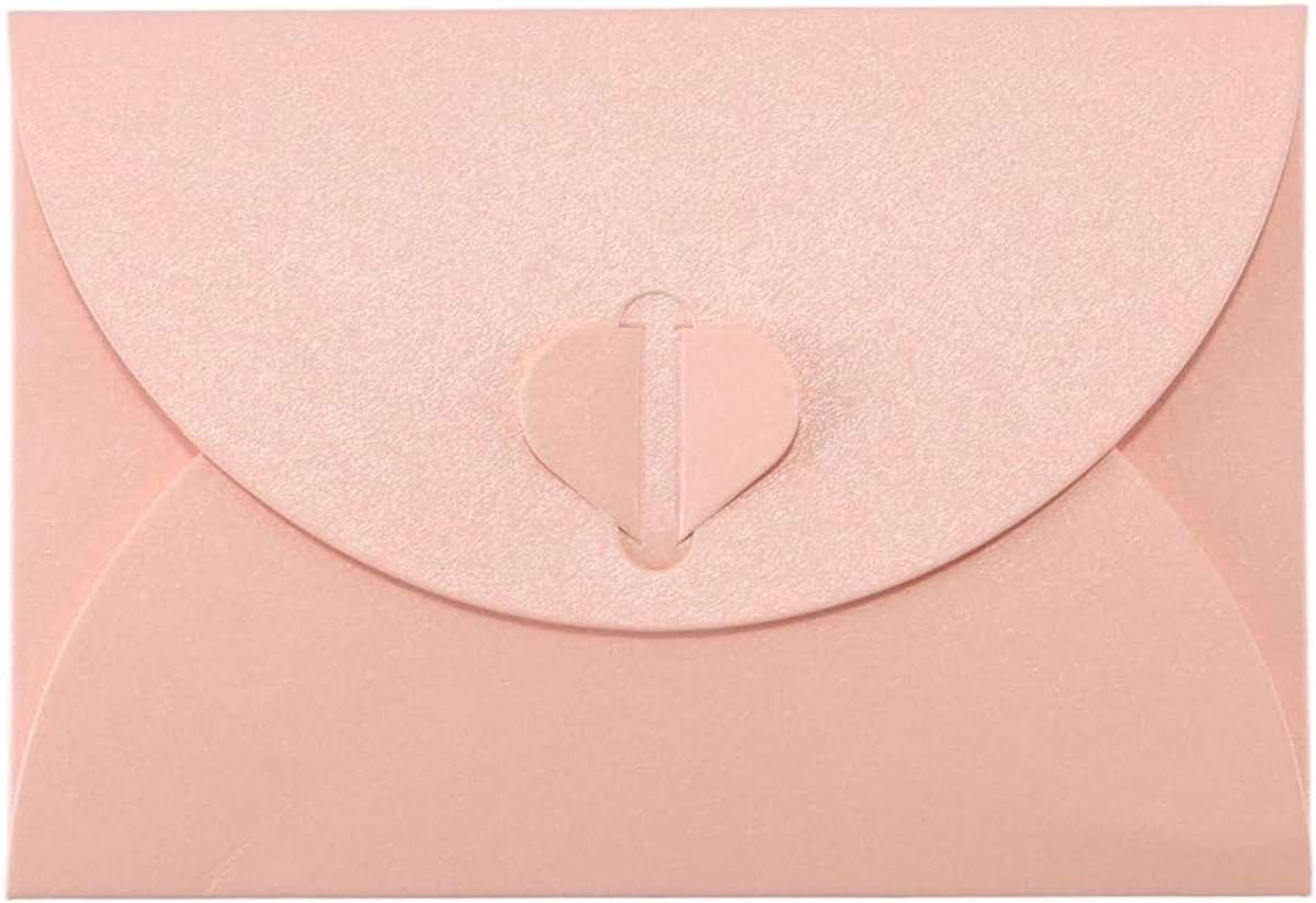 20 stuks mini-cadeaukaartenveloppen met hartsluiting, 10,5 x 7,5 cm kaarthouder voor liefdesbrieven, bruiloftsuitnodigingen, wenskaarten en feestgeschenken (roze)
