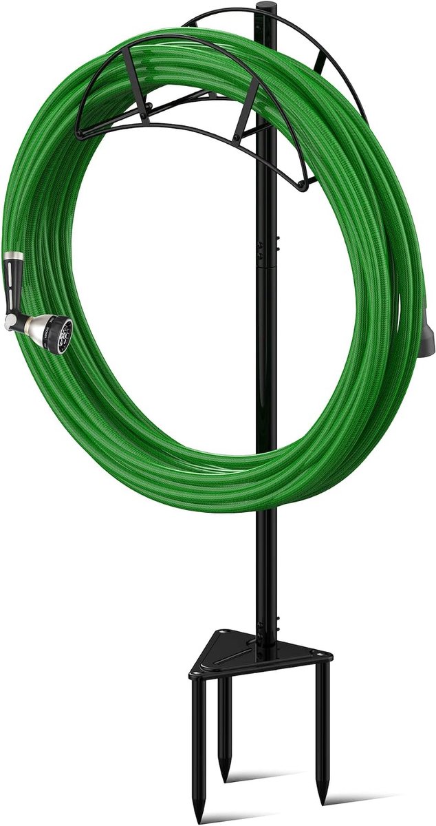 Tuinslangstandaard, slanghanger vrijstaand, waterslanghouderstaak, in de grond Heavy Duty slangorganisator buiten, slangenrek voor buitentuin, stevig om 45 m slang vast te houden (metaal, — afbeelding 5