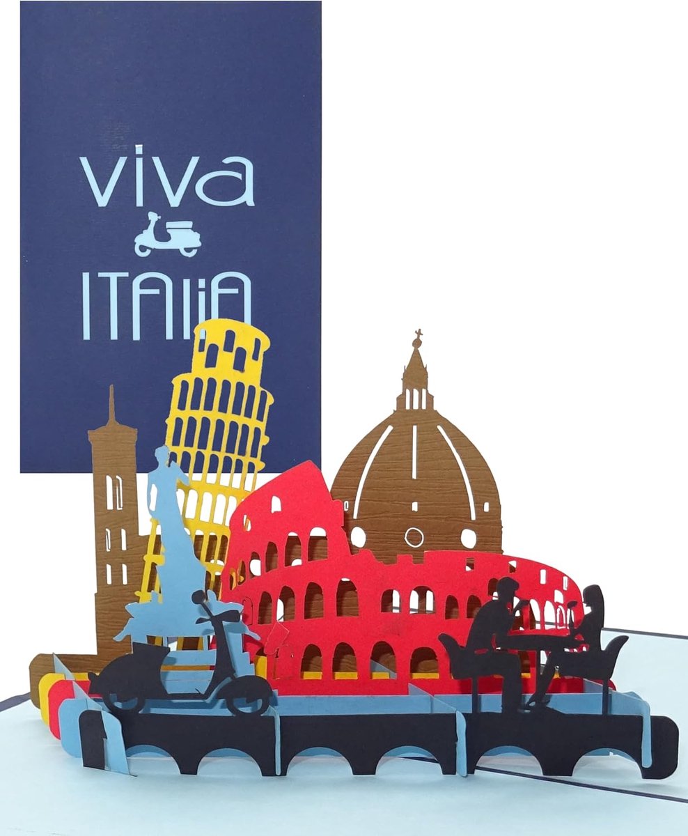 Kaart "Viva Italia" - 3D uitnodiging, verjaardagskaart, reisvoucher Italië, cadeaubon, wenskaart, cadeaubon rondreis