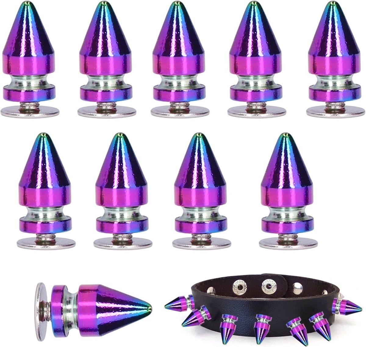 10 metaal, kleurrijke klinknagels, punk-klinknagels voor lederhandwerk, decoratie van feestjurken, accessoires voor kleding in punkstijl