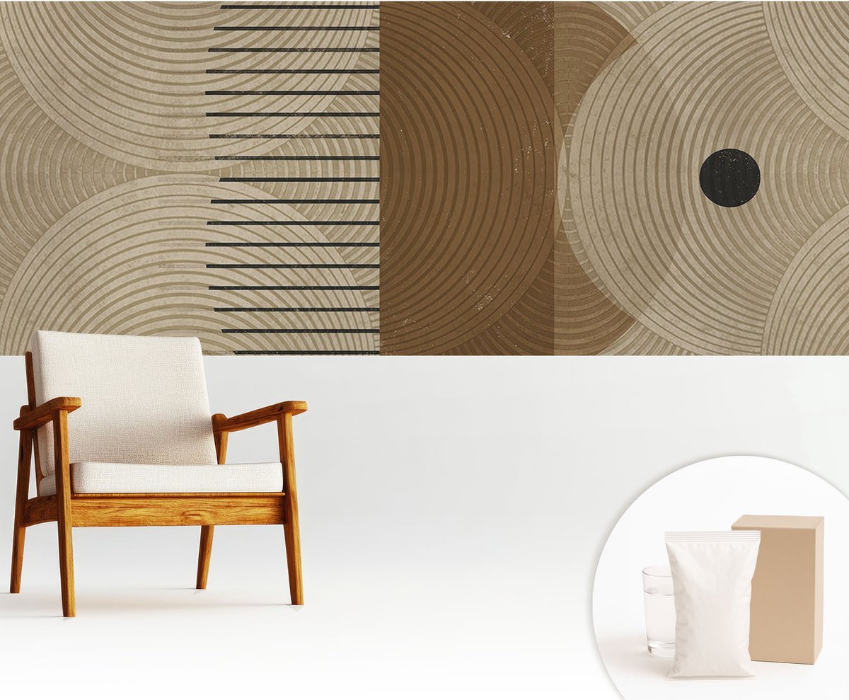 Wallfluent Fotobehang - Beige Vliesbehang - 250x104 cm - Geometrie Van Harmonie Muurschildering - Gang behang Achtergronden En Patronen - Fotobehang Vlies - Gang behang