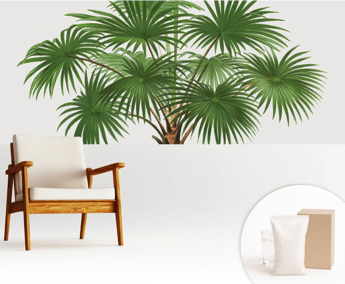 Wallfluent Fotobehang - Groente Vliesbehang - 250x104 cm - Exotisch Patroon Muurschildering - Slaapkamer behang Bloemen En Planten - Fotobehang Vlies - Slaapkamer behang