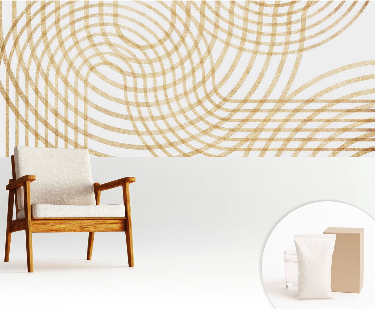 Wallfluent Fotobehang - Wit Vliesbehang - 250x104 cm - Geometrische Weefsels Muurschildering - Gang behang Geometrie - Fotobehang Vlies - Slaapkamer behang