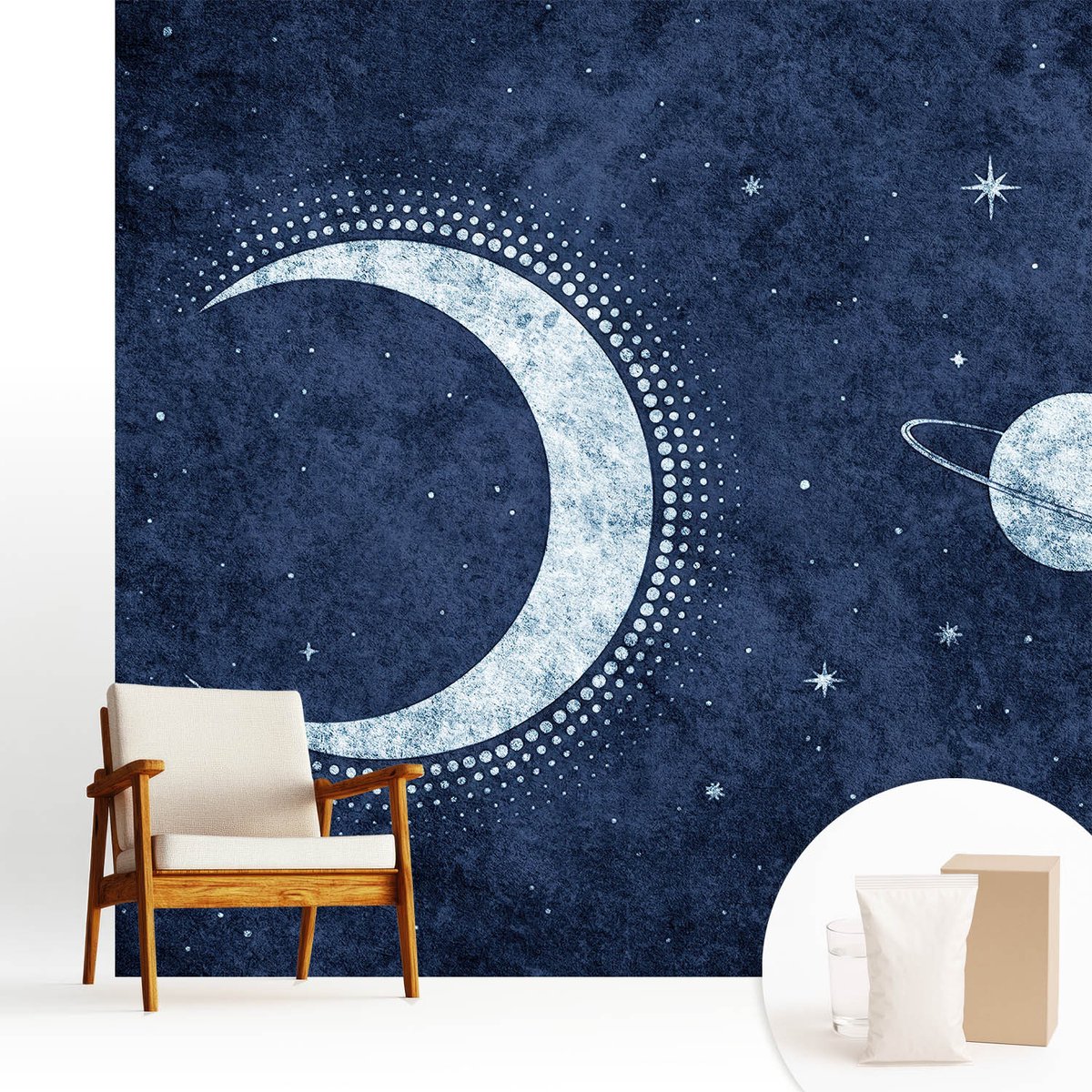 Wallfluent Fotobehang - Marine Vliesbehang - 250x250 cm - Stermotief Fotobehang Vlies - Woonkamer behang Kosmos - Muurschildering - Woonkamer behang