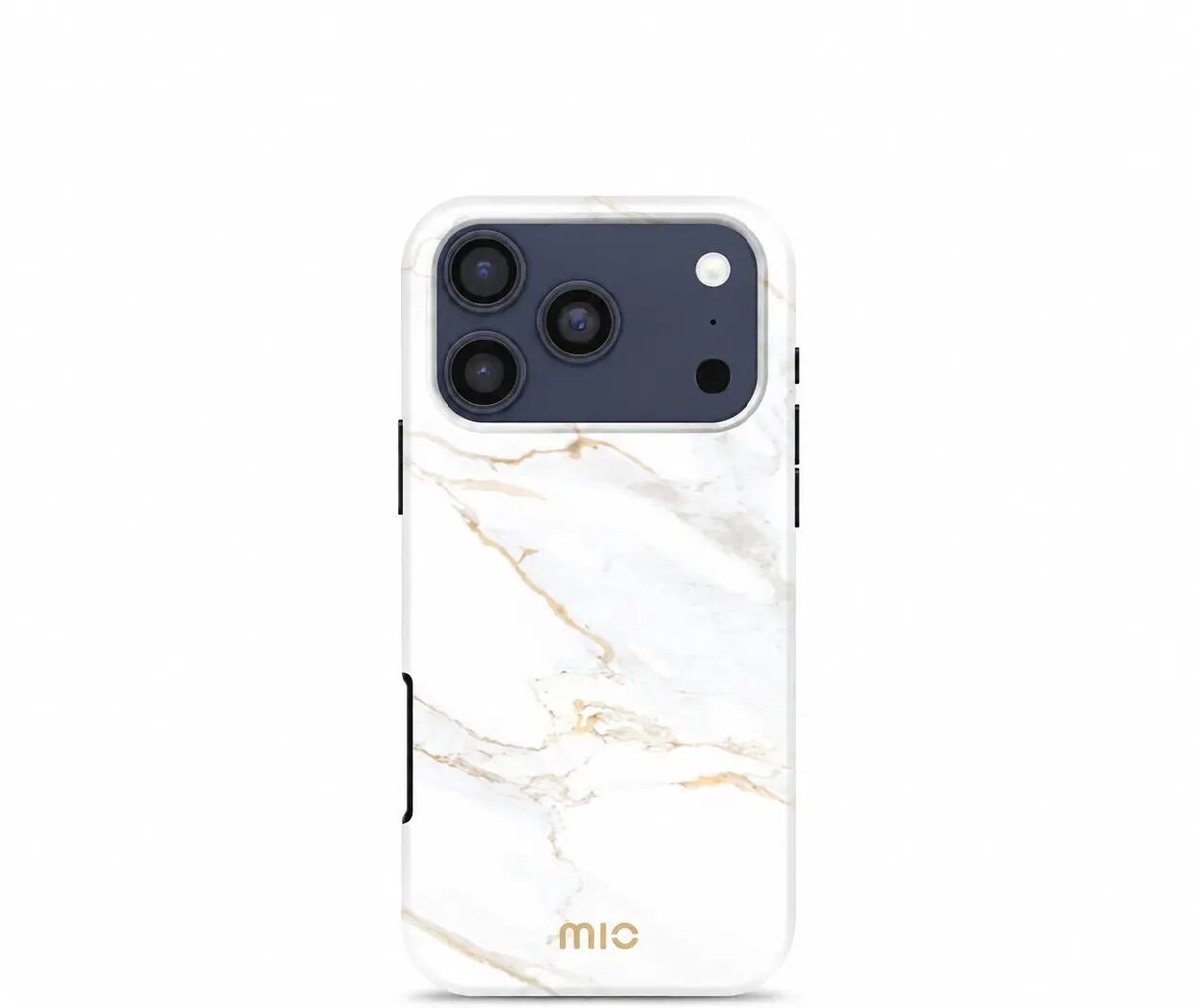 MIO Hoesje Geschikt voor Apple iPhone 18 Pro / 17 Pro - Compatibel met MagSafe / Qi2 - Hard Shell Back Cover Case White Marble