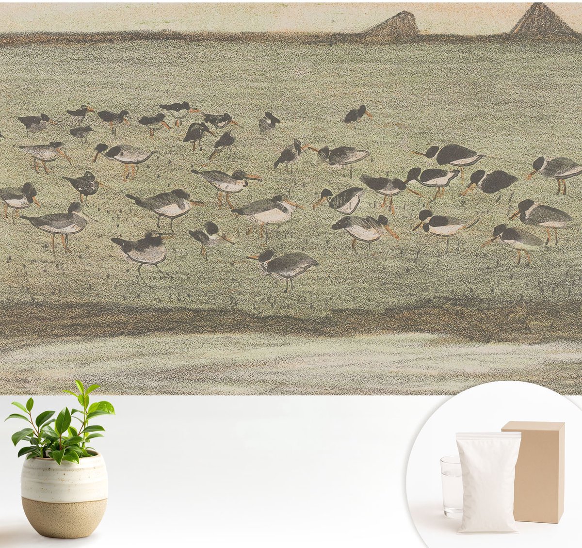 Wallfluent Fotobehang - Groente Vliesbehang - 104x70 cm - Vogels Vrede Muurschildering - Slaapkamer behang Dieren - Fotobehang Vlies - Gang behang