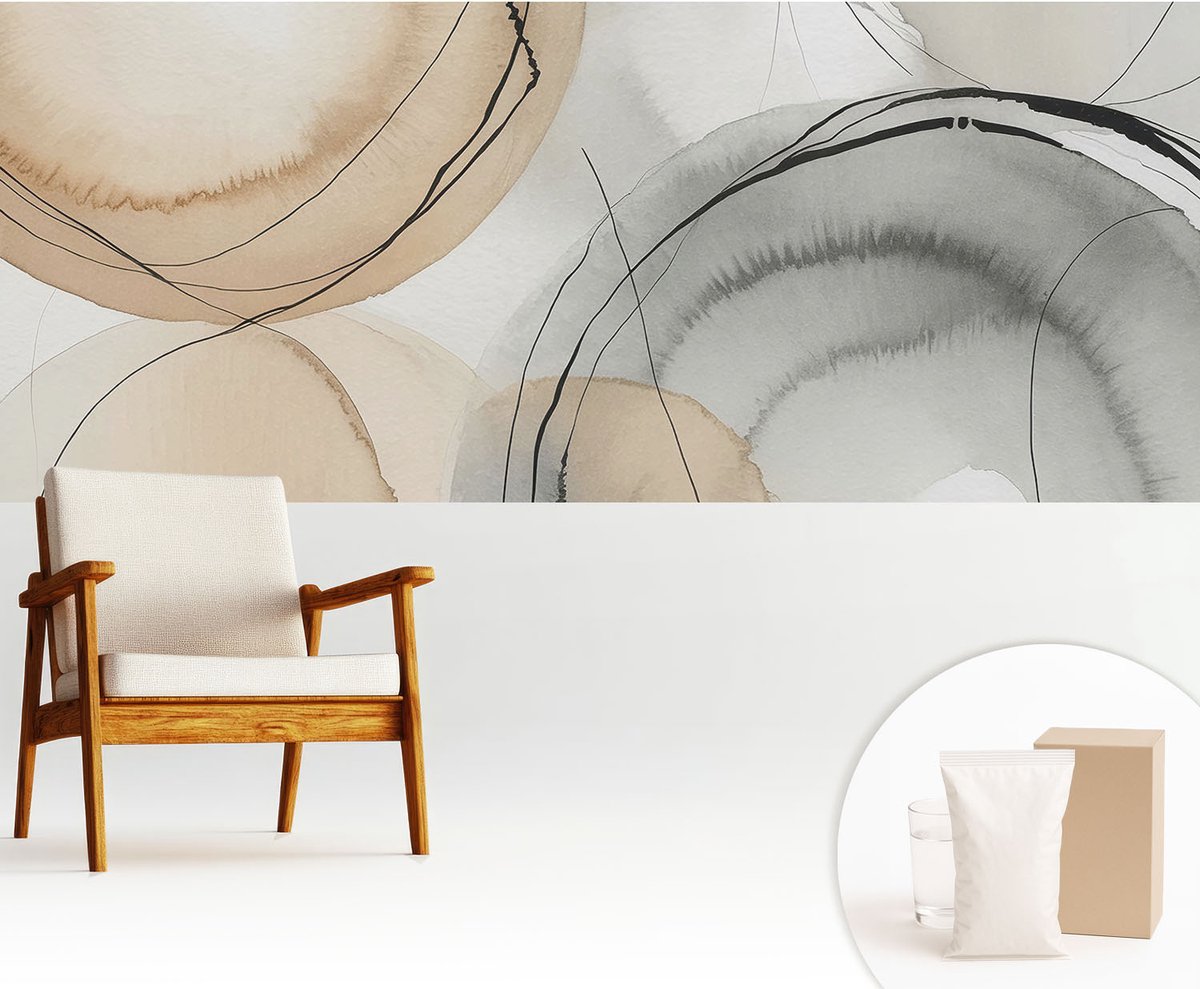 Wallfluent Fotobehang - Zwart Vliesbehang - 250x104 cm - Geometrische Harmonie Fotobehang Vlies - Hal behang Abstractie - Muurschildering - Woonkamer behang