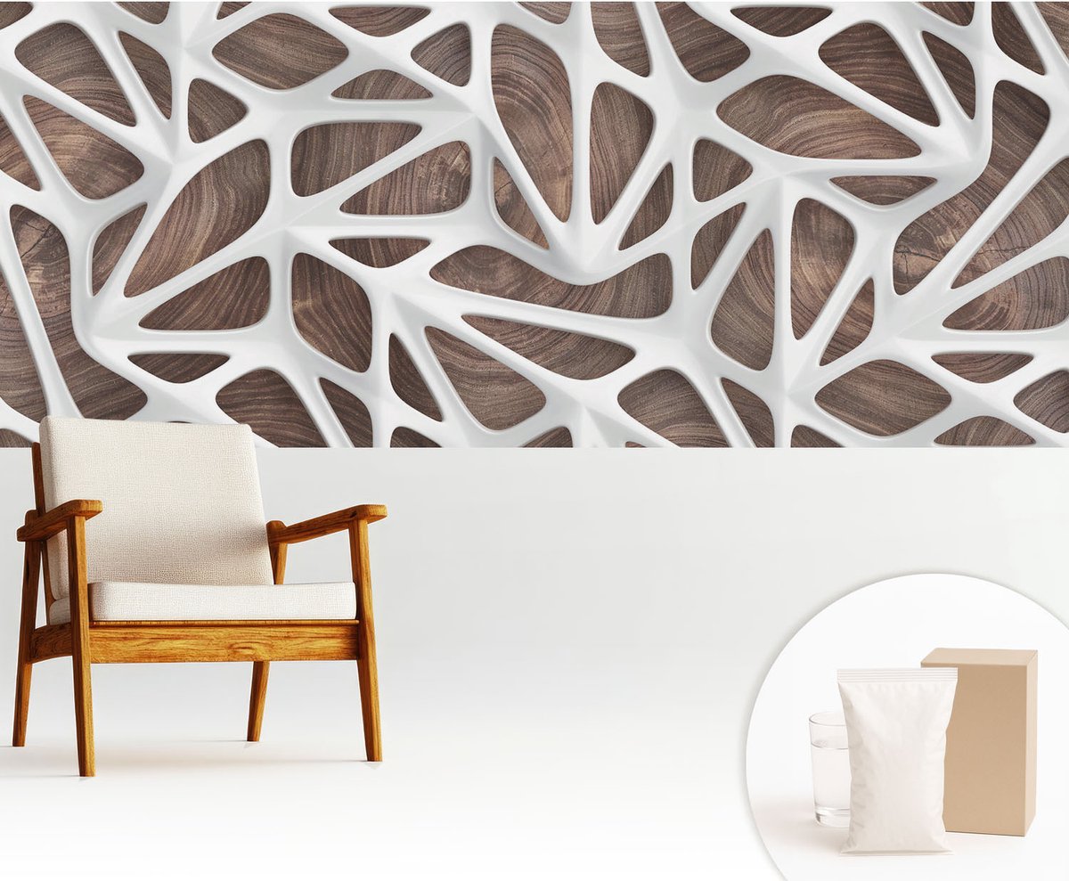 Wallfluent Fotobehang - Wit Vliesbehang - 250x104 cm - Dynamische Harmonie Fotobehang Vlies - Woonkamer behang Texturen - Muurschildering - Woonkamer behang