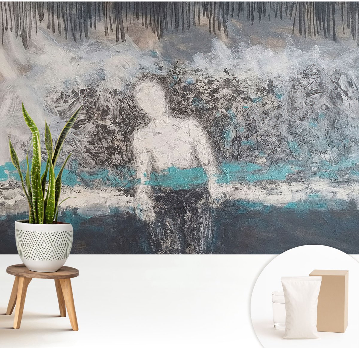Wallfluent Fotobehang - Grijs Vliesbehang - 208x146 cm - Mysterieuze Wereld Fotobehang Vlies - Hal behang Abstractie - Muurschildering - Woonkamer behang