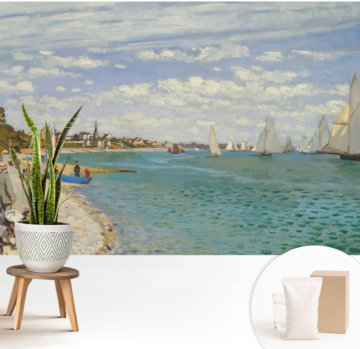 Wallfluent Fotobehang - Blauw Vliesbehang - 208x146 cm - Kustlandschap Muurschildering - Slaapkamer behang Landschappen - Fotobehang Vlies - Slaapkamer behang