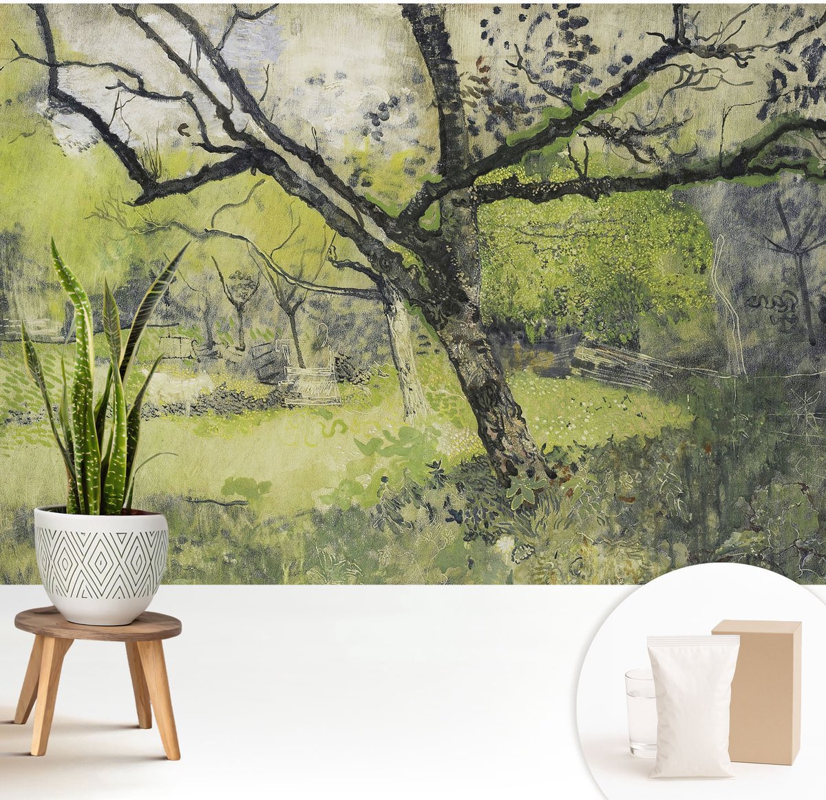 Wallfluent Fotobehang - Groente Vliesbehang - 208x146 cm - Lentepark Fotobehang Vlies - Hal behang Landschappen - Muurschildering - Hal behang