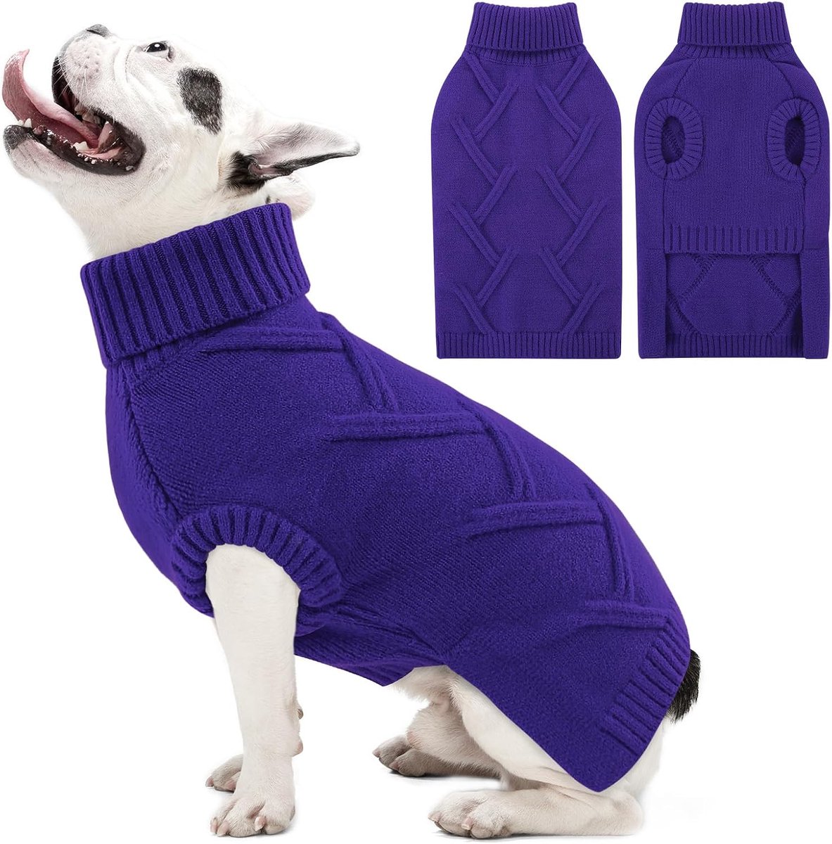 Hondentrui, klein, rekbaar en warm, hondenkleding voor jongens en meisjes, chihuahua, Yorkies, Franse buldog en katten, violet, S