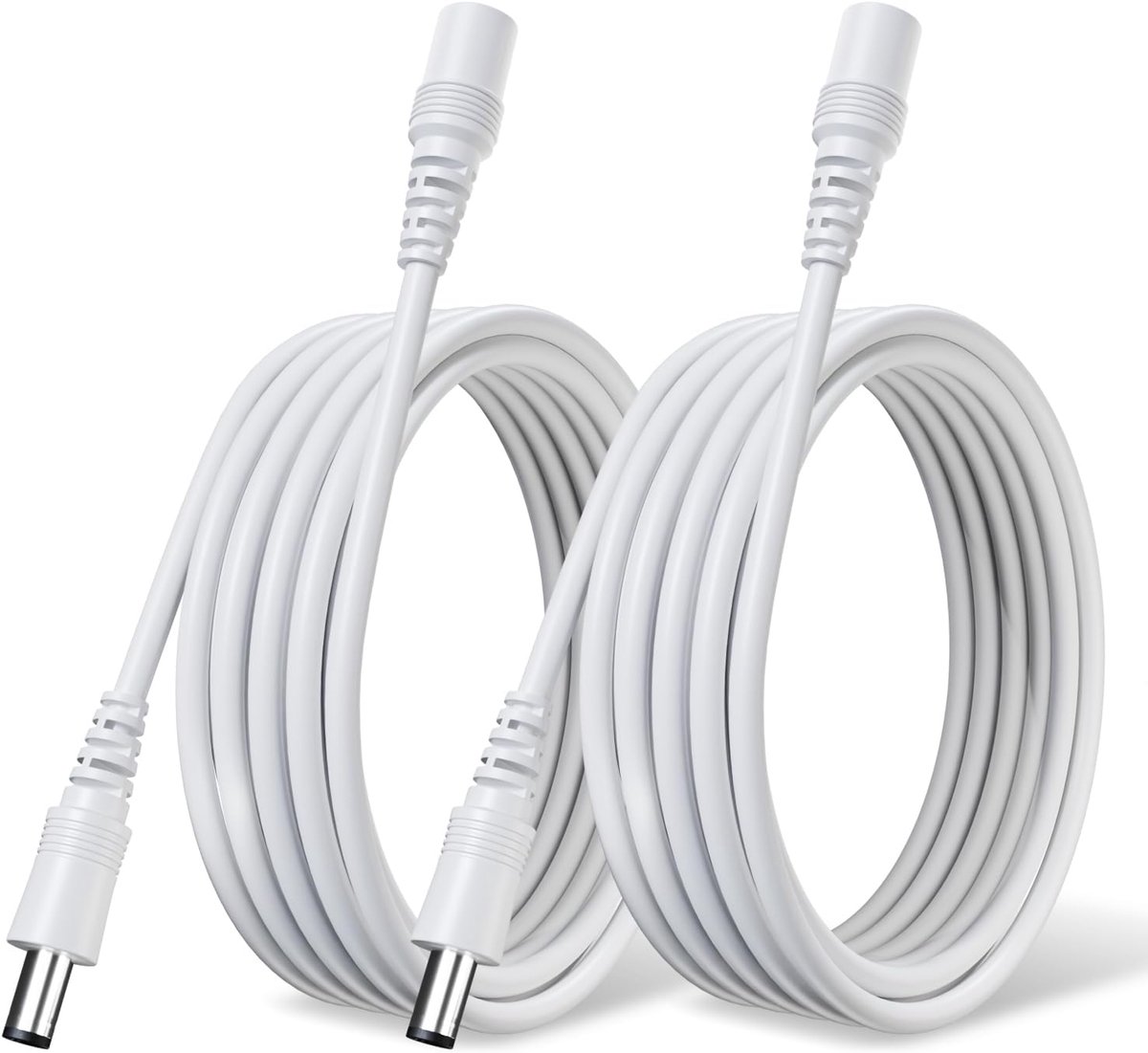 2 stuks 6 m lange verlengkabel, 5,5 mm x 2,1 mm gelijkstroomverlengkabel, compatibel met 12 V DC universele adapterkabel of wandladerstekker voor