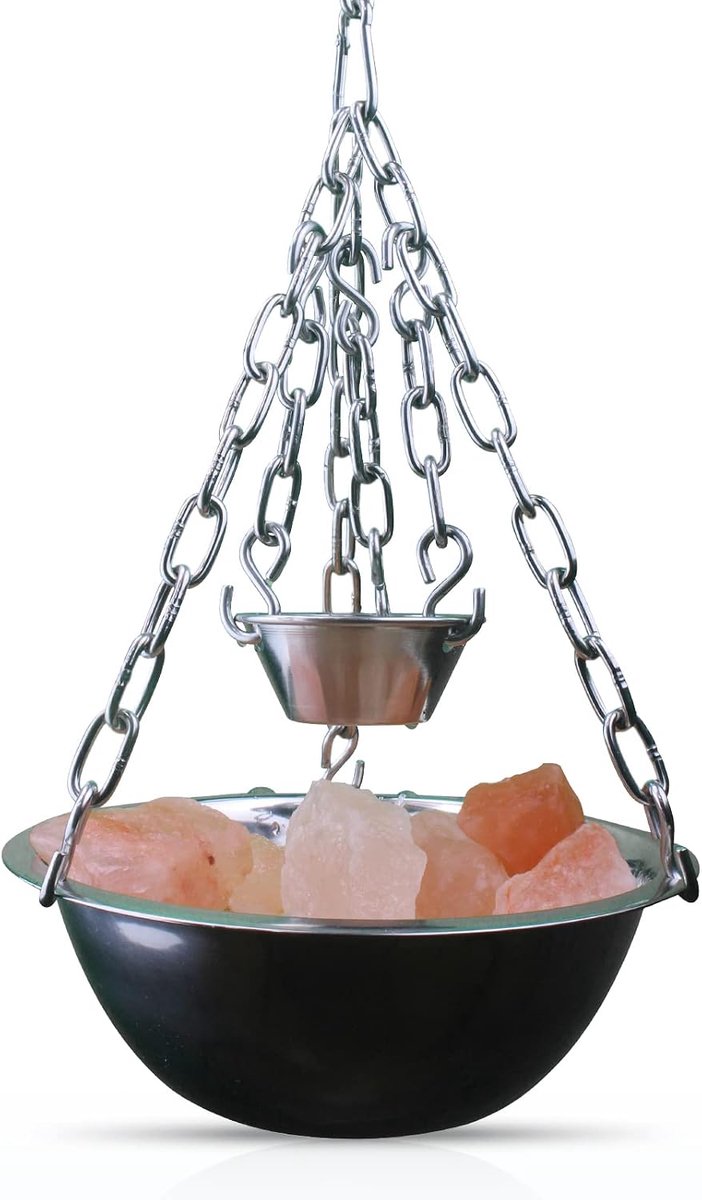 Hangkom / verdamper schaal van roestvrij staal voor sauna/infraroodcabine/sanarium - opgieting 20cm (complete set)