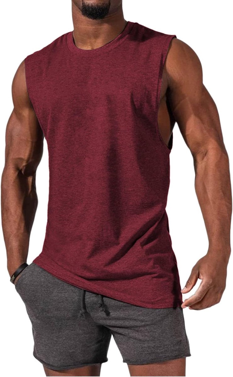 Tanktop voor heren, mouwloos spiershirt, gym, sport, onderhemd mannen, ronde hals, T-shirt, fitness, T-shirt voor mannen