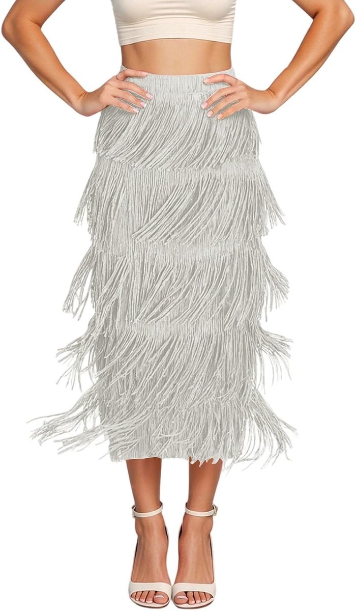 Vloeiende, nauwsluitende damesrok met franjes, elegant, comfortabel, smalle pasvorm, veelzijdige midirok voor dagelijks gebruik