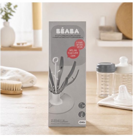 Béaba - Inklapbaar droogrek voor babyflessen - Flessenrek - Flower - Grijs van Beaba — afbeelding 3