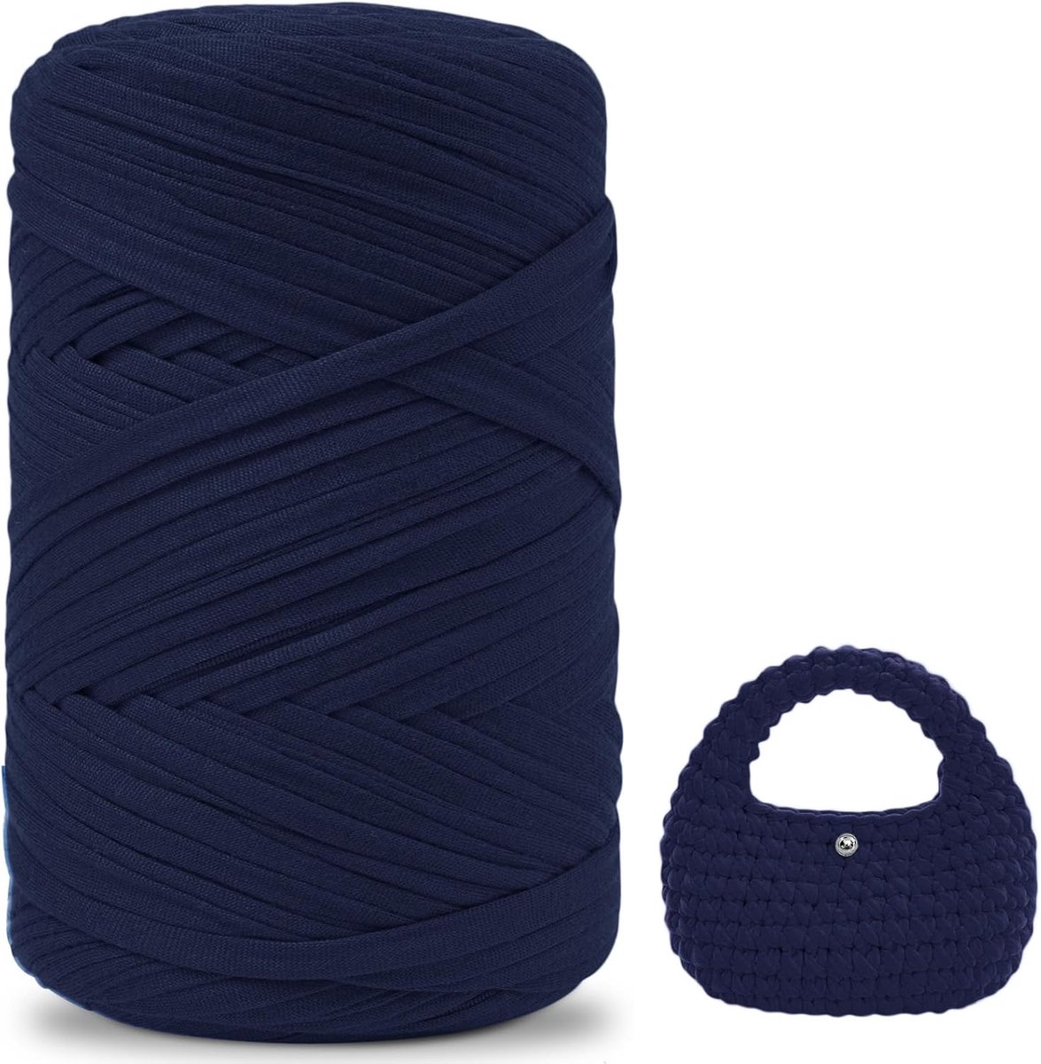 IEGrow Haakgaren, 400 g/140 m Polyestergaren van dik T-shirtmateriaal, T-shirt Haakgaren voor tassen, manden, knutselen, interieurdecoratie, tapijten, marineblauw