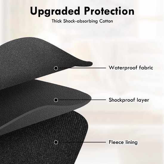 Over het oor, universele beschermhoes voor oordopjes, reistas, draagbare hoofdtelefoontas voor oor/over-ear headset, 22 x 19 x 6,5 cm, zwart — afbeelding 4