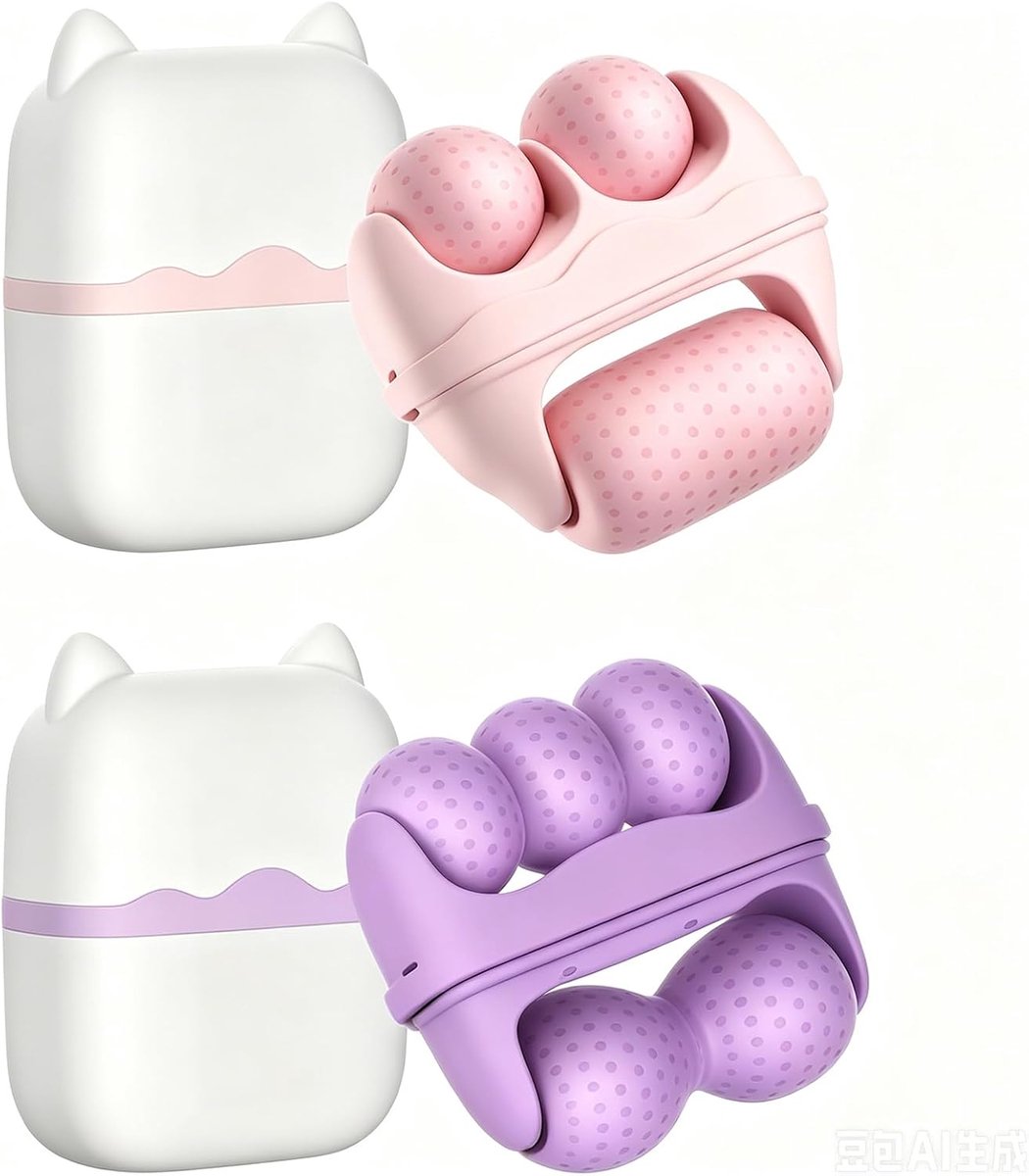 2 stuks ijsroller voor gezicht 2-in-1 ijsroller voor gezicht en ogen, koudetherapie, massageapparaat tegen zwellingen, kringen en rimpels, met opbergdoos