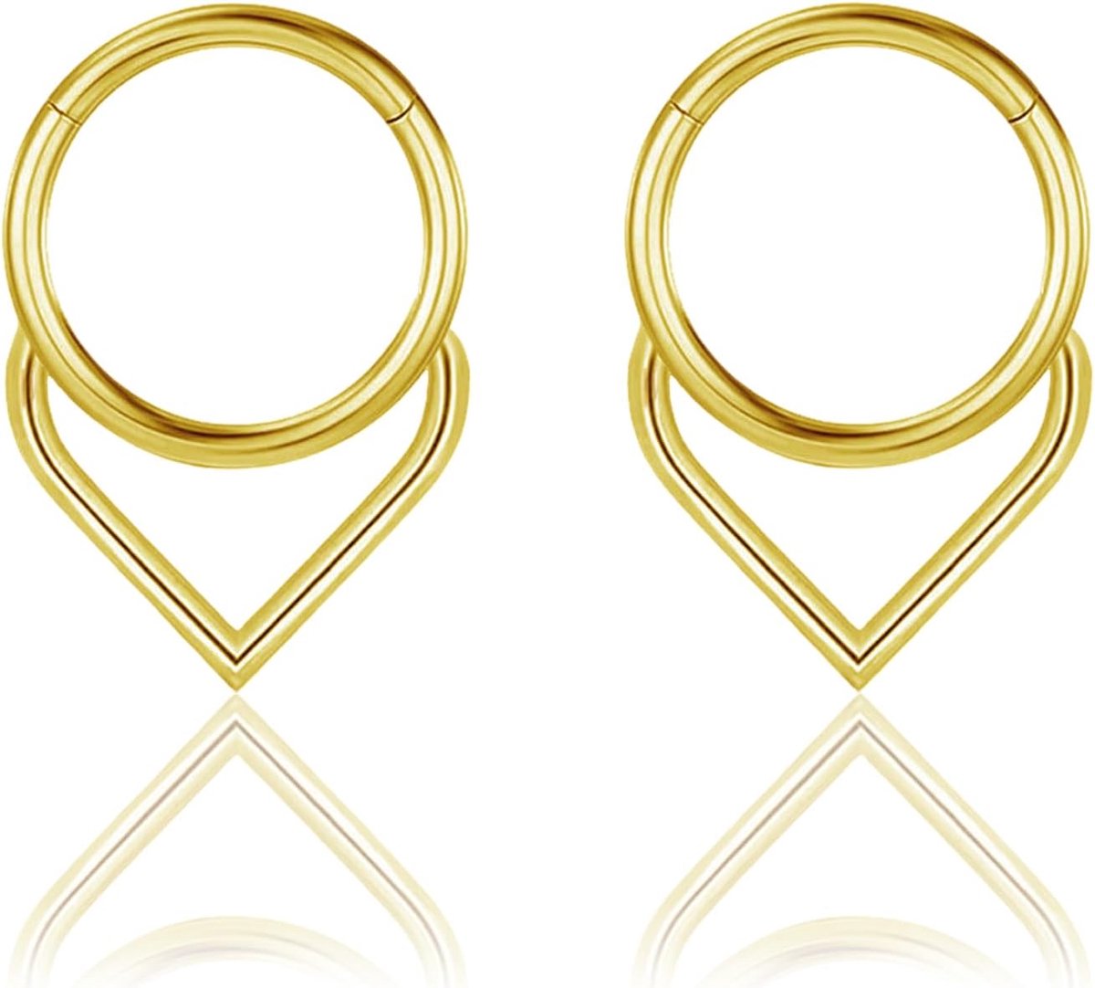 Ringen, gestapeld, zilver, neuspiercing, roestvrij staal, voor conch, helix, septum, rook, tragus, ringen