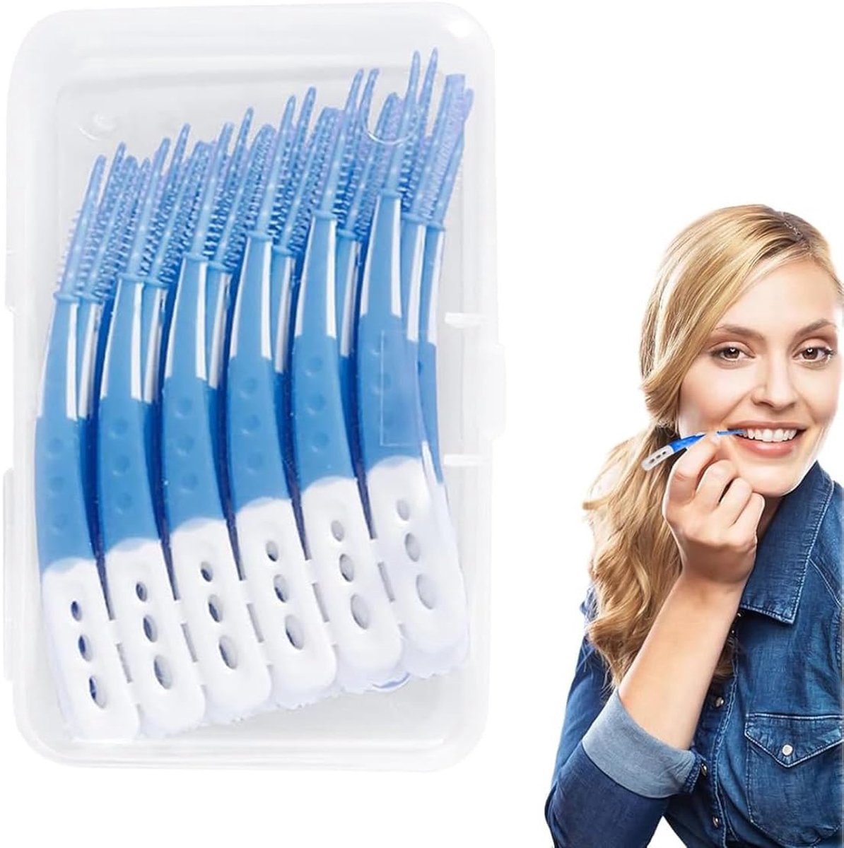 60 pieces interdental brushes, tooth thread, cleaning sticks, curved shape, toothbrush, soft silicone toothbrush, for - ShopVlot