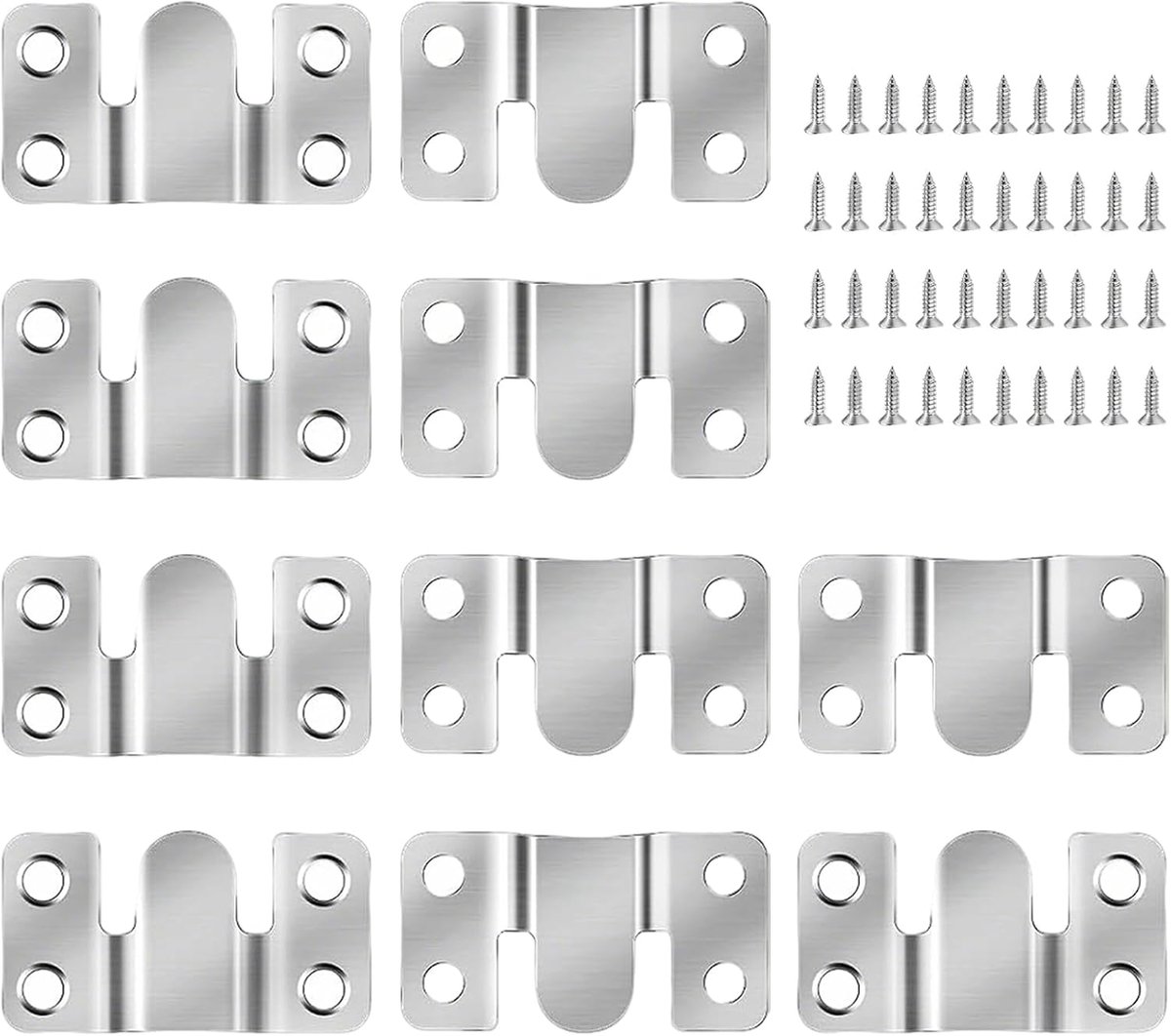 10 stuks fotolijsthangers, in elkaar grijpende meubelverbinders, inclusief bijpassende schroeven, fotohangers, robuust - ShopVlot