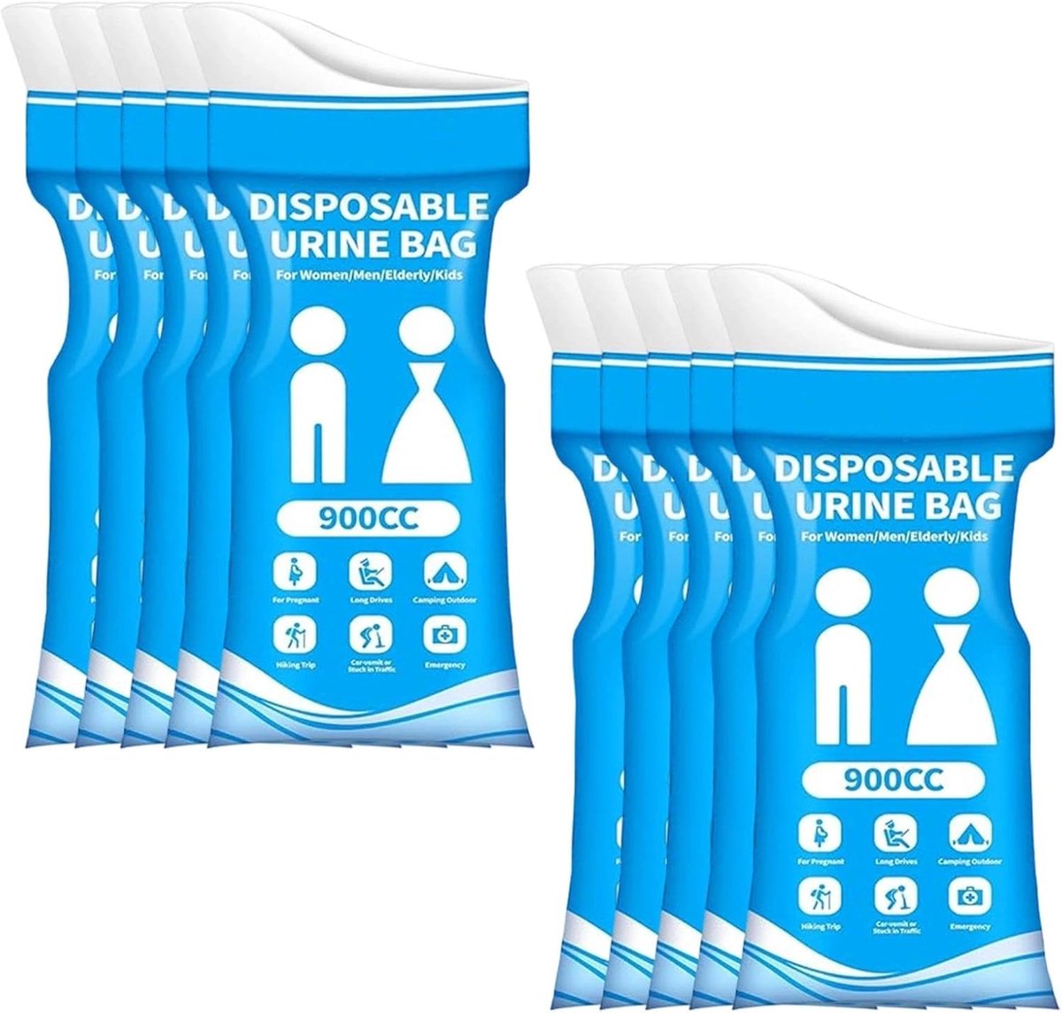 Urinezakken voor onderweg 900 ml - lekvrij - voor mannen, vrouwen, kinderen en senioren - ShopVlot