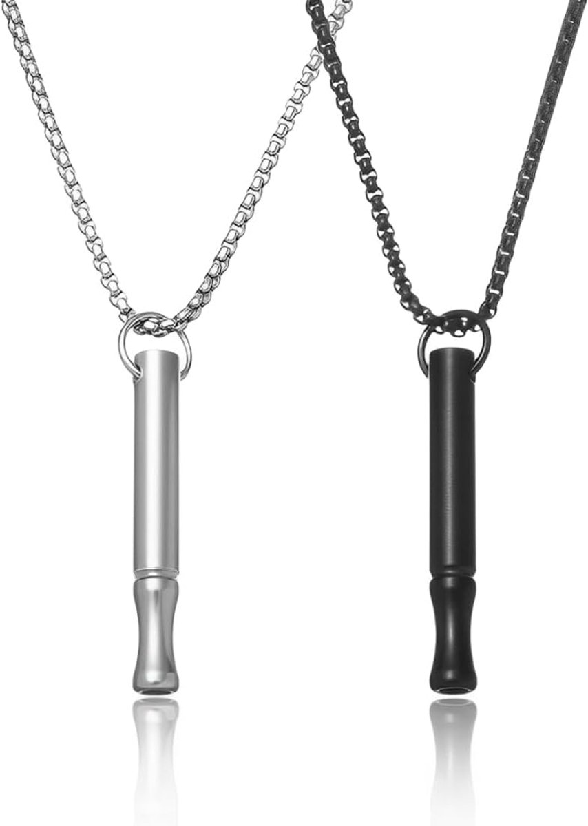 Pack of 2 Anti-Stress Breathable Stainless Steel Breathing Band Anti-Anxiety Relief Silver Black - ShopVlot