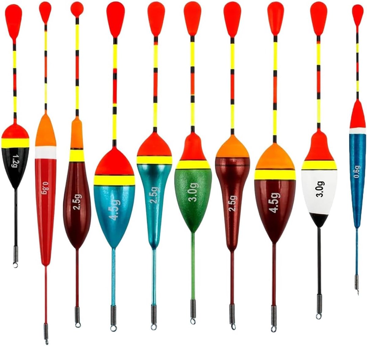 10 visdrijvers van schuim, visvlotter, meerdere maten, 12 tot 16 cm, voor vissers, verschillende kleuren - ShopVlot