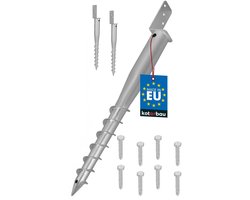 KOTARBAU® Paalhouder met Punt - Paalhouder om in de Grond te Slaan 735 mm 2 stuks - Paalhouder voor Schutting - 63x60 mm - Verzinkt Staal - Zilver