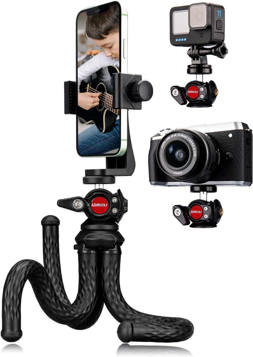 SnelShoppen - Mini Flexibele Camera Tripod 3in1 - Lichtgewicht Octopus Gorilla Statief voor Camera en Smartphone - Duurzaam en Waterproof - Ideaal voo