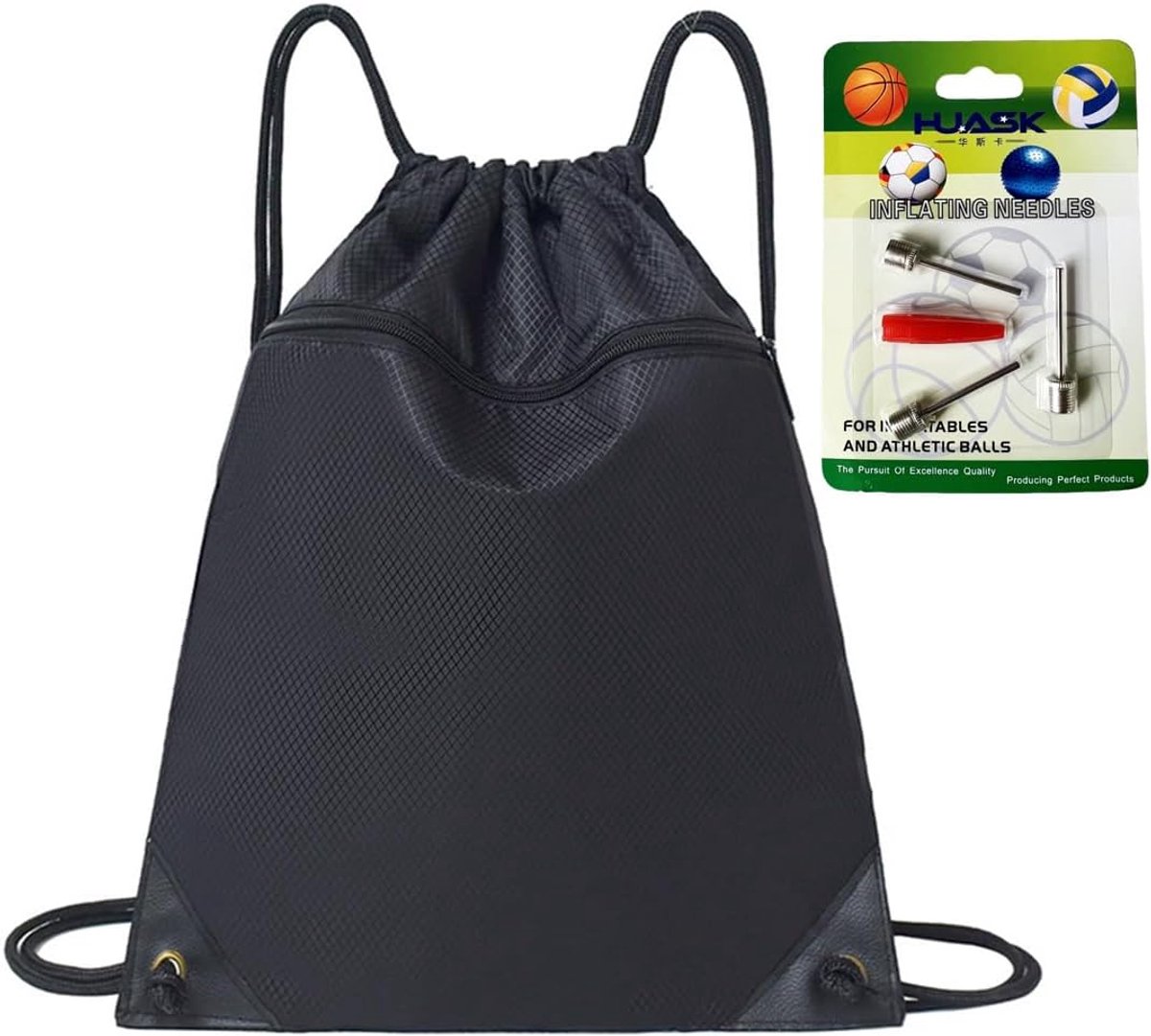 Sac de Sport Noir Waterdichte sportrugzak met verstelbaar trekkoord en metalen naald, Oxford-tas 34 x 43 cm, voor - ShopVlot