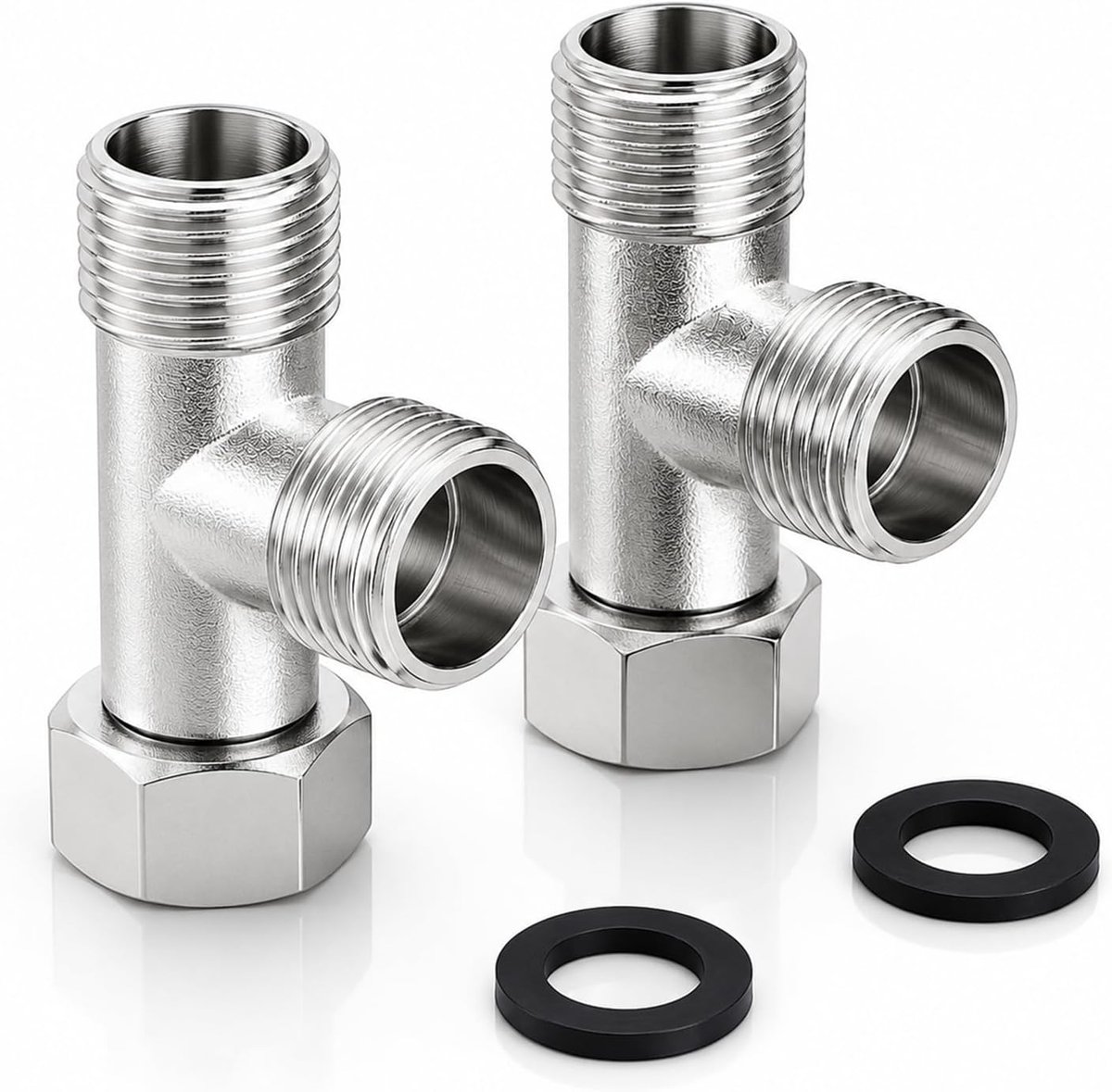 2 stuks 3-weg T-stuk verbindingsventiel 3/8 inch wateraansluiting verdeler messing T-omstelventiel hoekventiel - ShopVlot