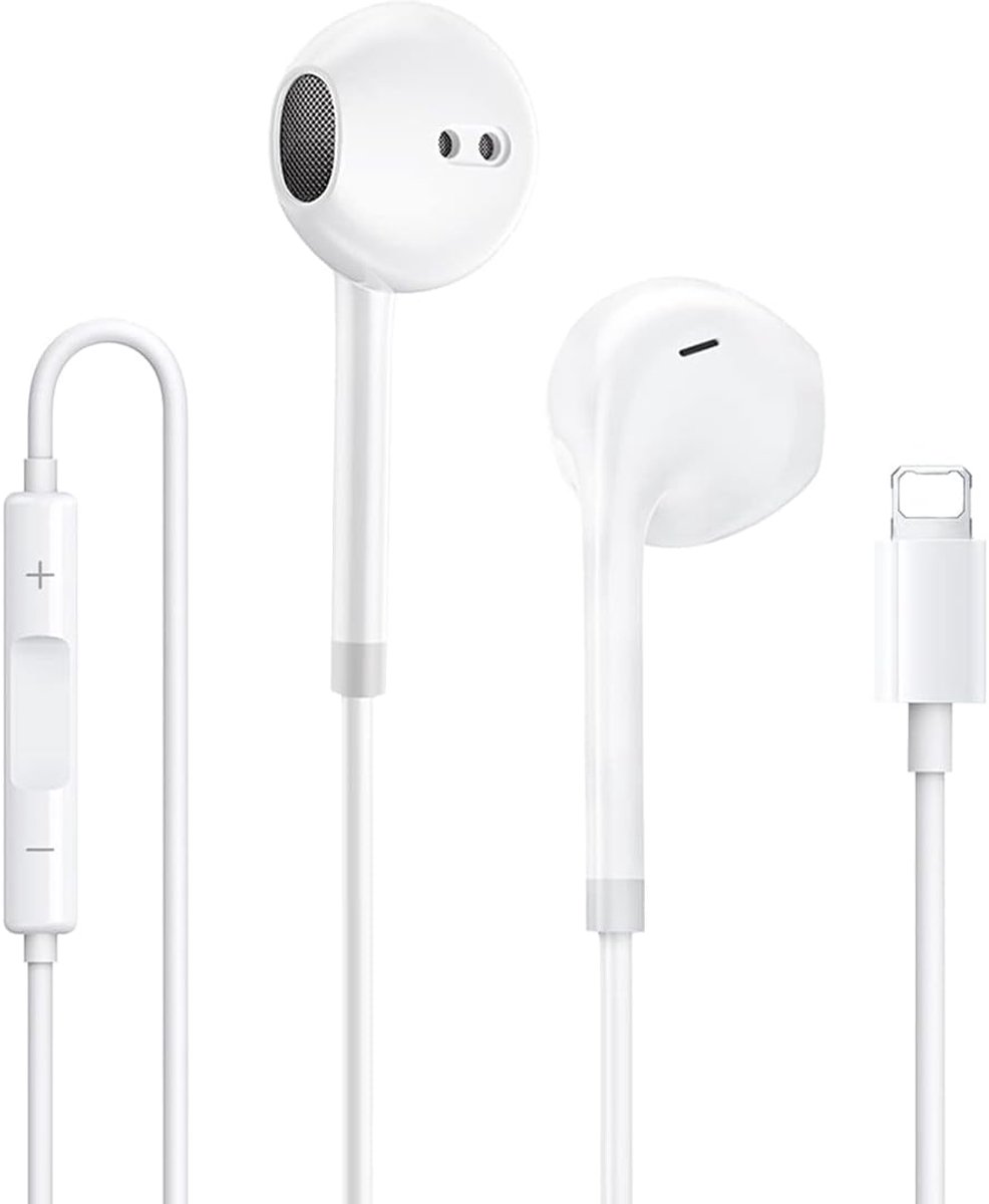 SnelShoppen - Stereo Bedrade In-Ear Hoofdtelefoon met Microfoon en Volumeregeling, Compatibel met iPhone 8/11/12/13/14, Universele Compatibiliteit, Id