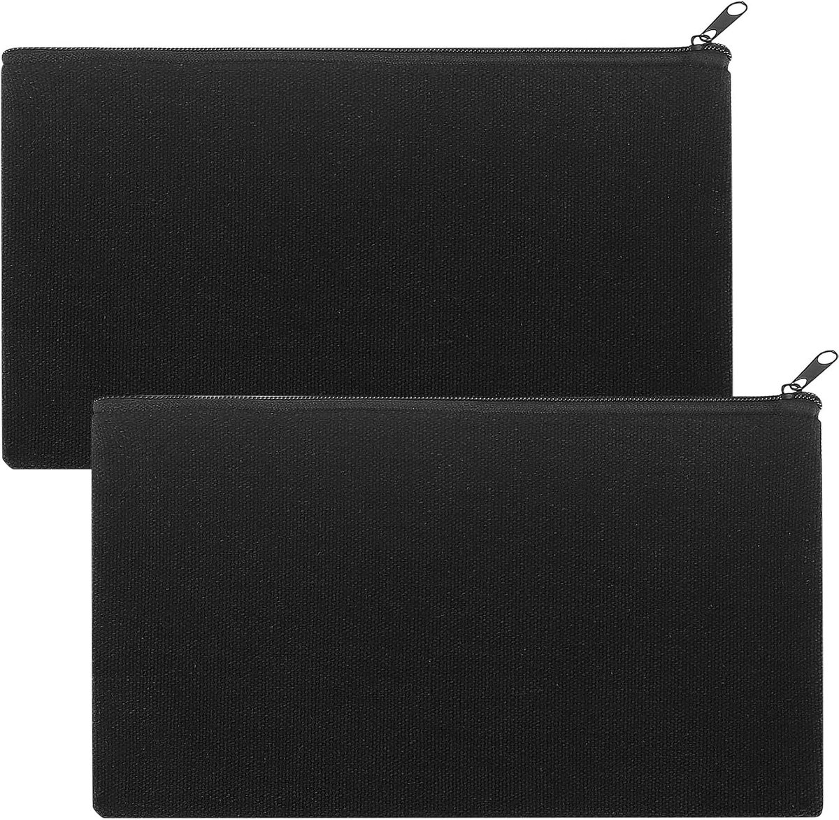 DIY Blanco Stoffen Tassen - Reistoilettassen en Make-up Etui - 21 x 12 cm (Zwart) - 2 Stuks