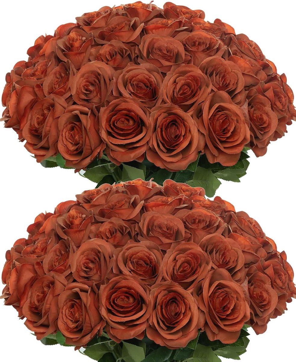 50 stuks kunstrozen nep zijden bloemen verbrand oranje realistisch boeket voor doe-het-zelf ambachtelijke bloemen voor - ShopVlot
