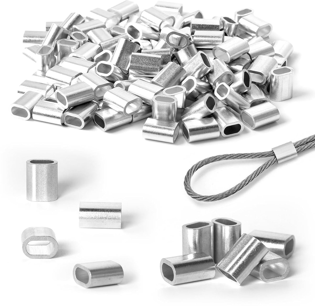 Aluminium persklemmen 3mm - 120 stuks metalen sleeves - robuust en duurzaam - ideaal voor kabelverbindingen - ShopVlot