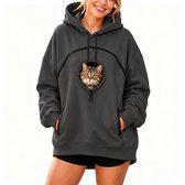Hoodie voor huisdieren - met zakken - grijs - 1 stuk - maat L - fleecegevoerd - geschikt voor dagelijks gebruik en uitstapjes