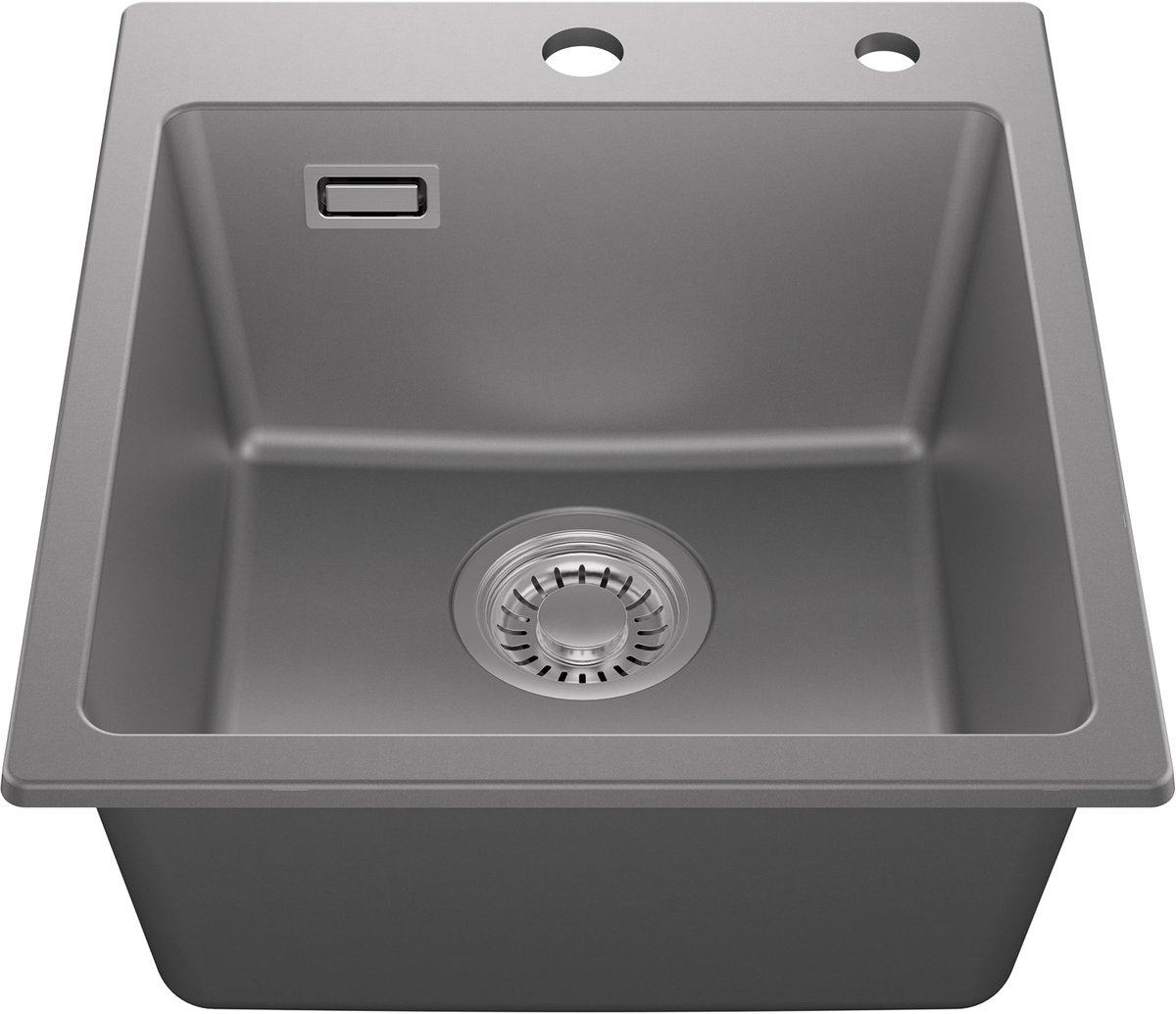 CECIPA Max Spoelbak Keuken 40x45CM - Granieten Spoelbak - Spoelbak Met Kraangat - Spoelbakken Met Afdruip - Grijs