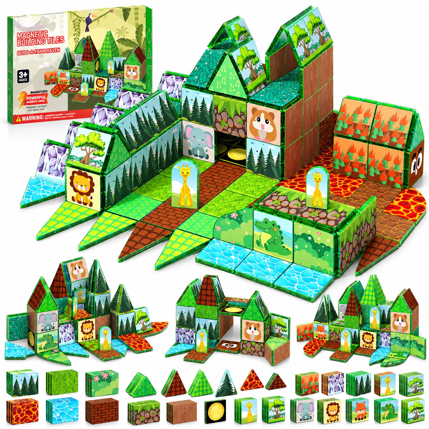 Magnetische bouwstenen - 889-delige set - Boerderijthema voor kinderen