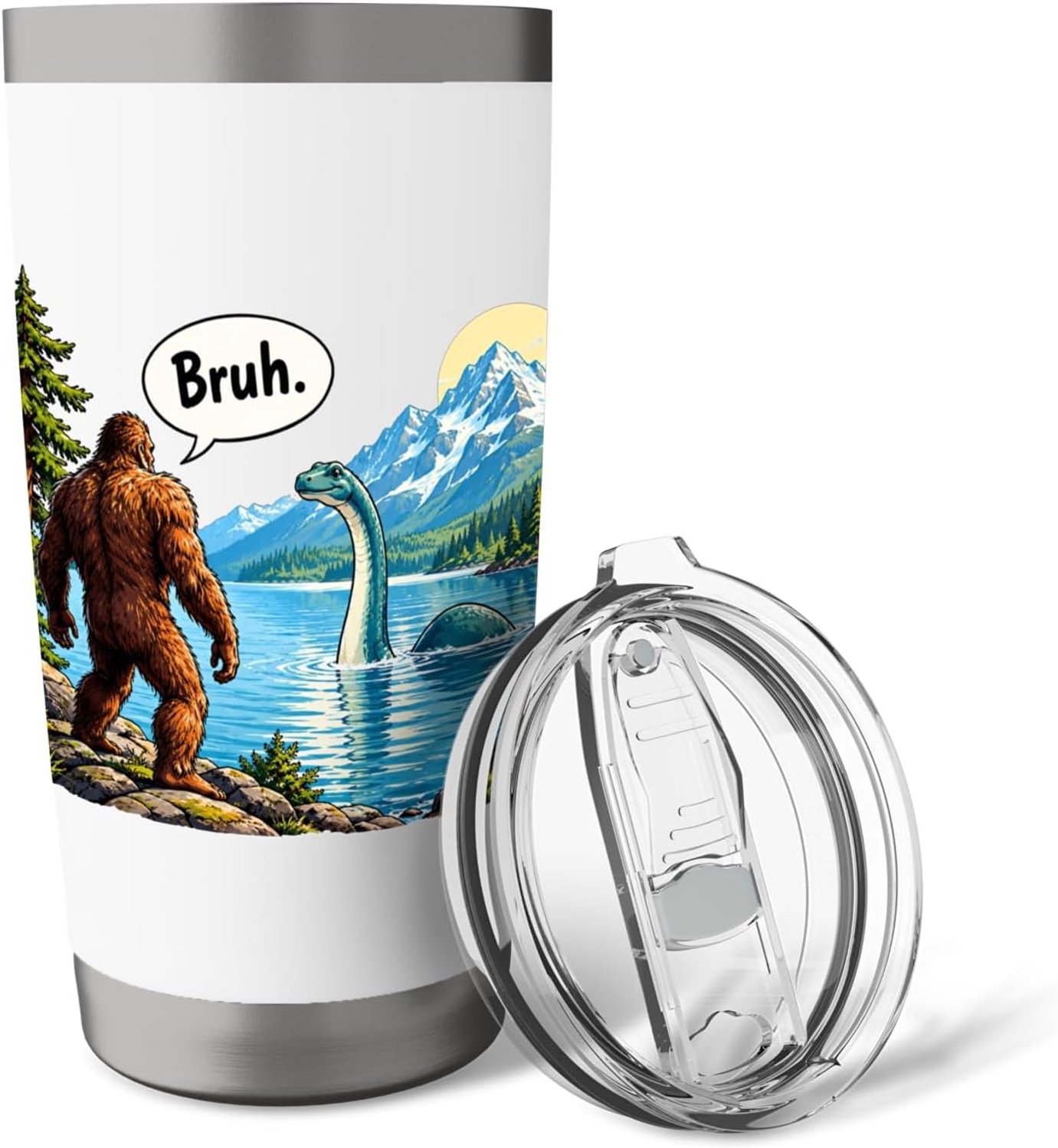 Thermobeker met Bigfoot, Loch Ness Monster en grappige tekst