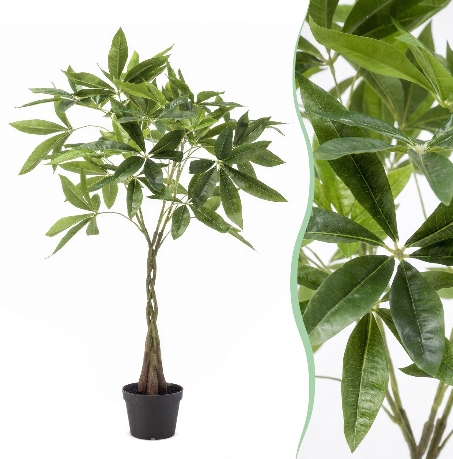 Green Boutiq kunstplant - Pachira aquatica - Geldboom - 90cm Bruin