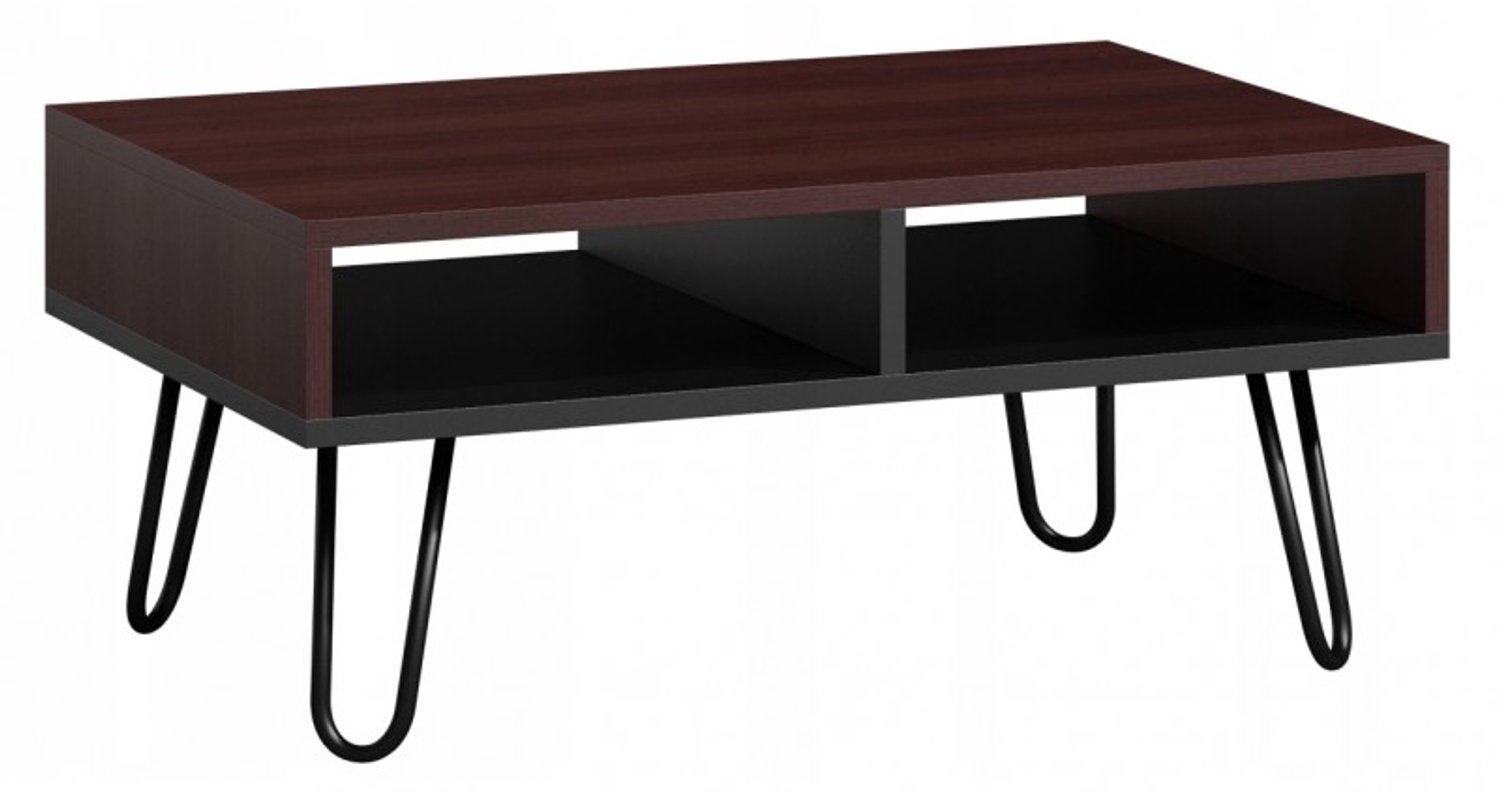 Per La Vita Dora - Salontafel - Wengékleurig en zwart - Rechthoekig - Metalen en houten details