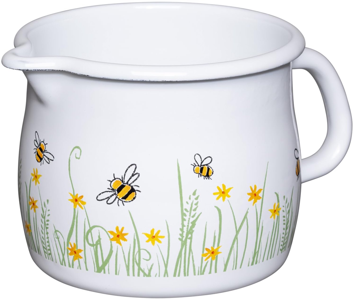 0094-137, snavelpot, melkpot, gebogen, 12 cm, 1,0 l, l x b x h 18,7 x 13,5 x 11,3 cm, gewicht 043 kg, country-bijen, email (0094-137)