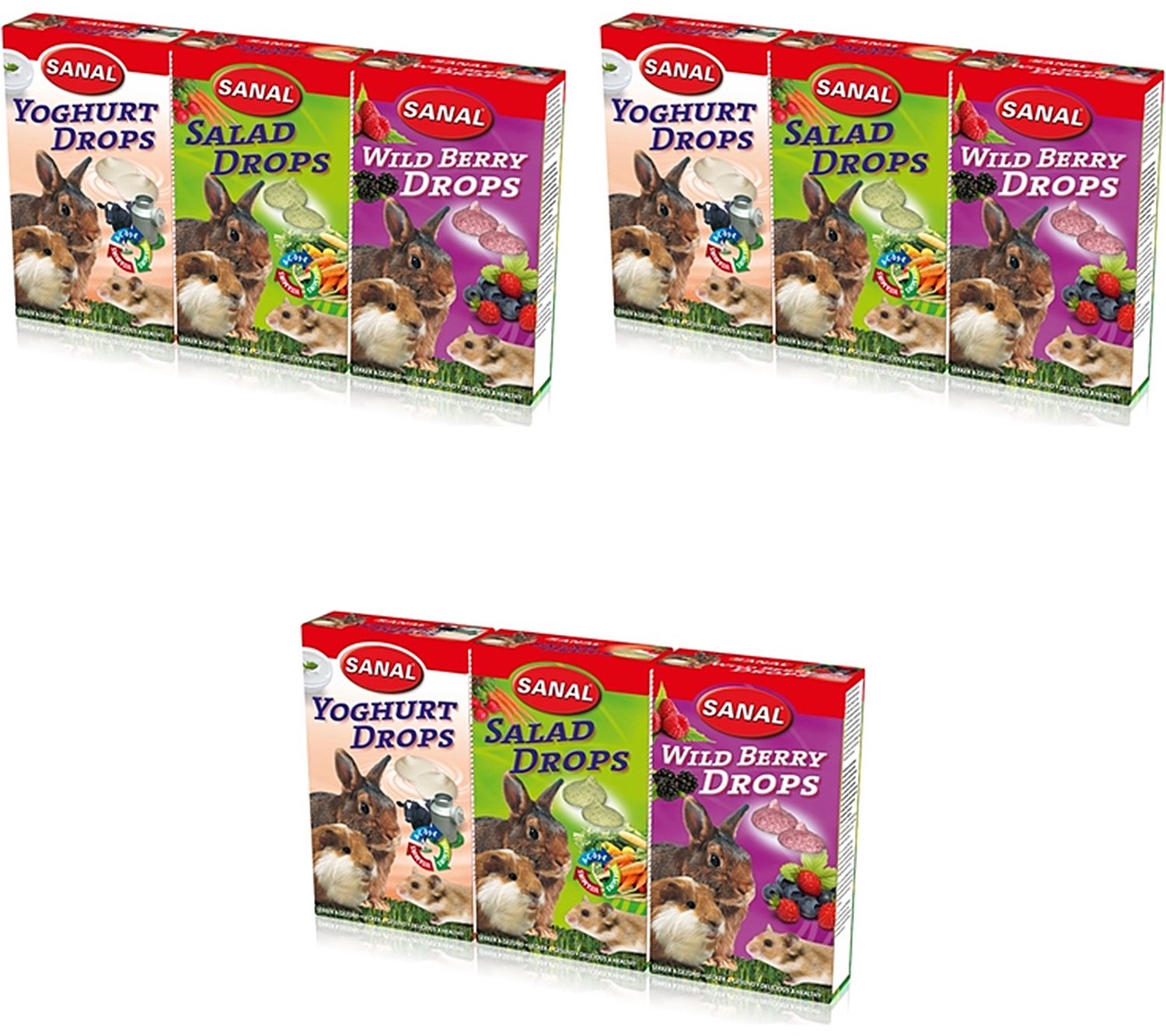 Knaagdier Drops Sanal - Groenten, Bosvruchten, Yoghurt - 3 stuks - Multipack