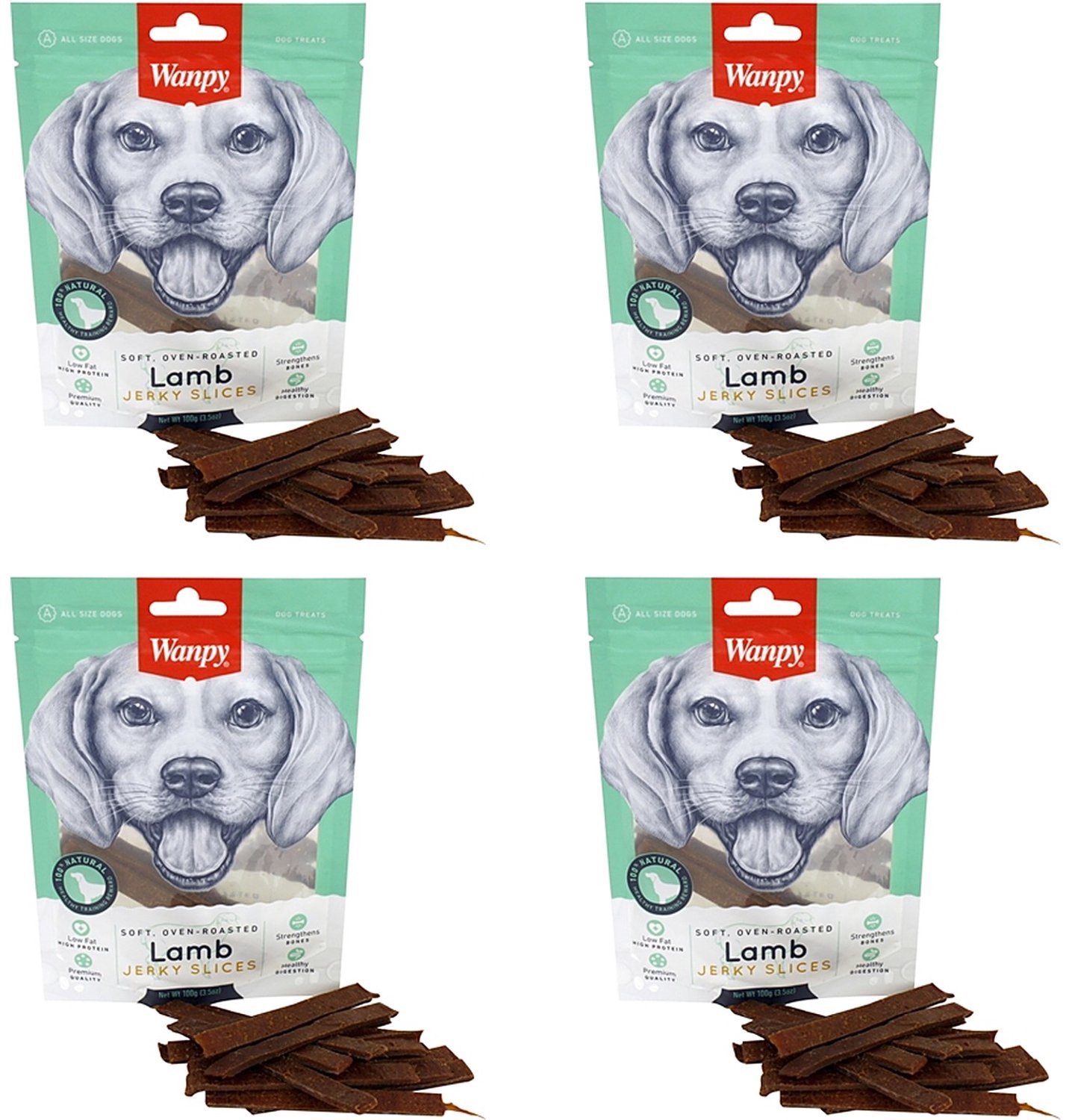 Hondensnack Wanpy - Lamsvlees Jerky Slices - 4 stuks - Multipack
