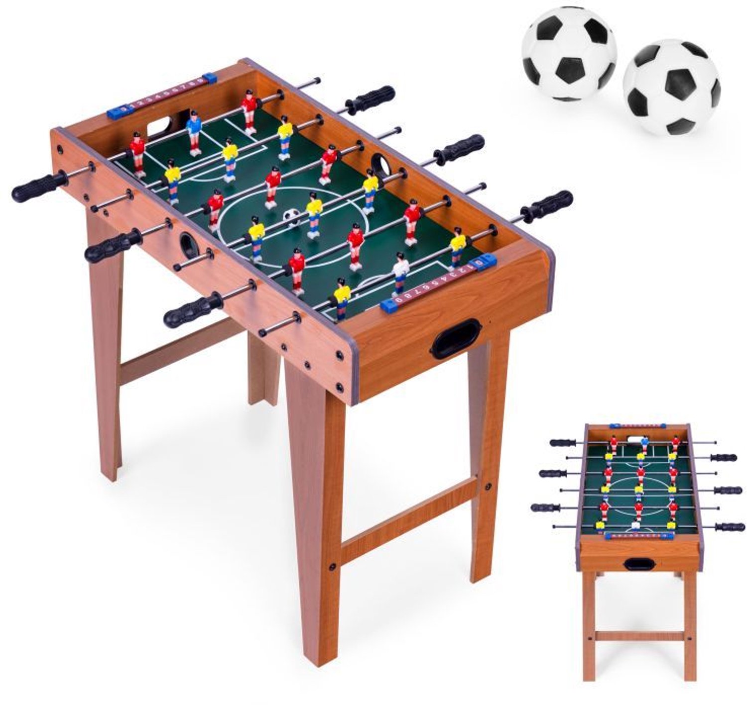 ECOTOYS Tafelvoetbalspel - 69x35 cm - Hout - Mini Voetbaltafel - 2 Ballen