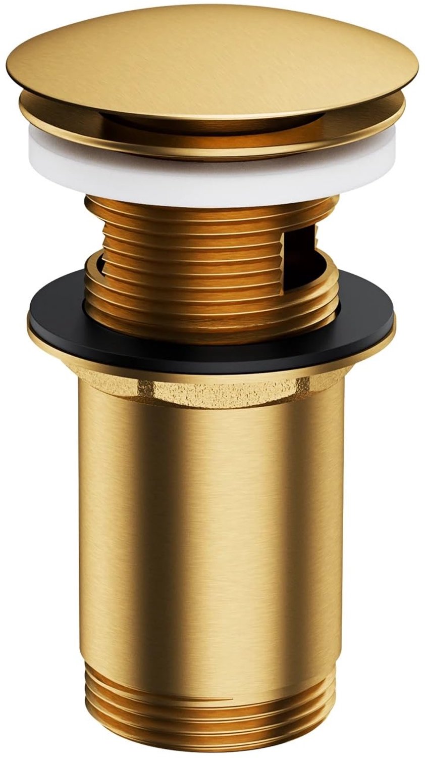 Click-plug voor wastafel met overloop - Geborsteld goud