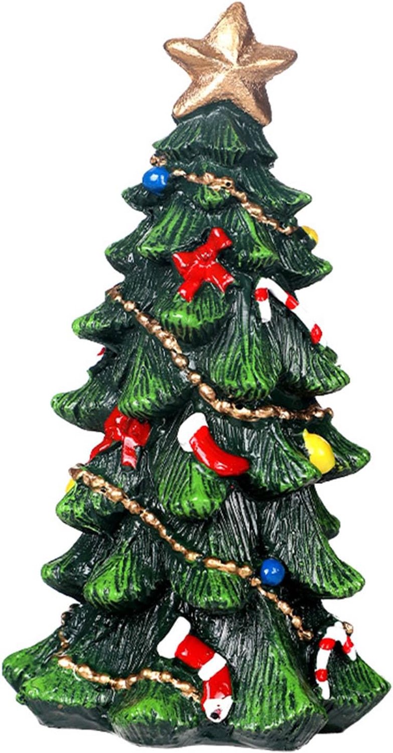 Kerstboombeeldjes voor huisdecoratie, kerstboombeeldje - hars kerstboomsculptuur met sterren, kerstdecoratie voor thuis, slaapkamer, feesttafel, knutselwerk